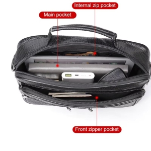Geanta pentru barbati, Soren GT3260, piele naturala, Negru - Img 3