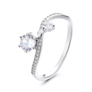 Inel argint 925, JW1326, model elegant cu piatra, placat cu rodiu - Img 1