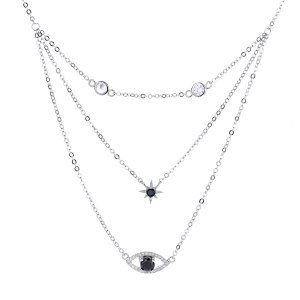 Lantisor argint 925, JW1242, model ochisor si steluta, placat cu rodiu - Img 1