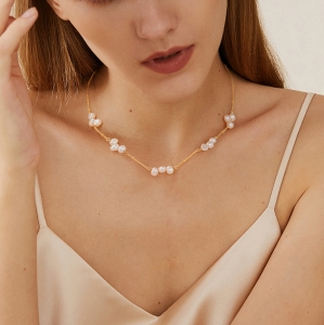 Lantisor argint 925, JW1545, model perle, placat cu aur - Img 2