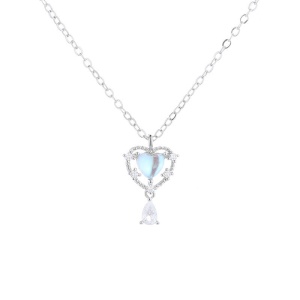 Lantisor argint 925, JW562, model inima, placat cu rodiu