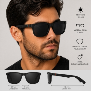 Ochelari de soare unisex, SG014, Maro - Img 3