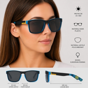 Ochelari de soare unisex, SG020, Negru/Albastru - Img 2