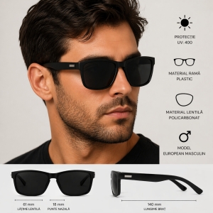 Ochelari de soare unisex, SG028, Negru - Img 3