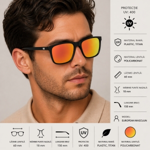 Ochelari de soare unisex, SG061, Negru/Cameleon - Img 3