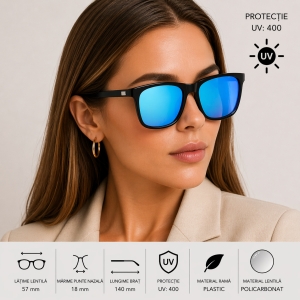 Ochelari de soare unisex, SG062, Negru/Albastru - Img 2