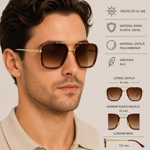Ochelari de soare unisex, SG167, Maro - Img 2