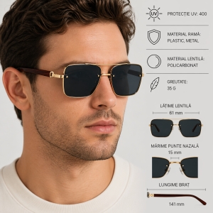 Ochelari de soare unisex, SG196, Negru - Img 2