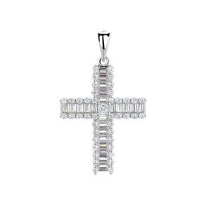 Pandantiv argint 925, JW1273, model cruce, placat cu rodiu - Img 1