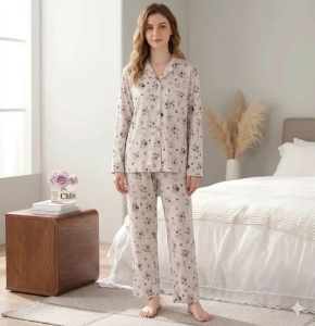 Pijama dama "Warm Love" din doua piese, PJ038, Gri deschis - Img 2