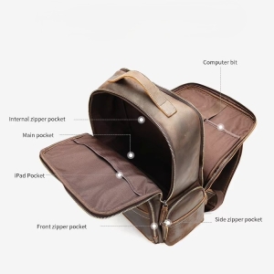 Rucsac pentru barbati, Alaric GT3320, piele naturala, Maro inchis - Img 5
