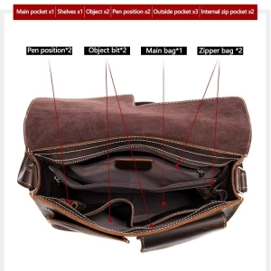Servieta pentru barbati, Dastan GT3269, piele naturala, Neagra - Img 5