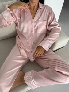 Set pijama dama din doua piese, cu nasturi – 2500252, Roz - Img 3