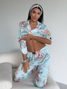 Set pijama dama din doua piese, cu nasturi – 2500384, Summer Riviera - Img 4