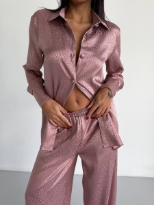 Set pijama dama din doua piese, cu nasturi – 2500406, Roz - Img 2