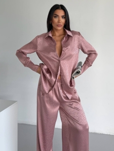 Set pijama dama din doua piese, cu nasturi – 2500406, Roz - Img 5