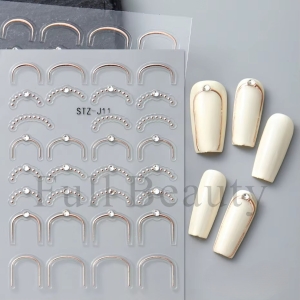 Abtibilduri unghii 3D Marquise, STICKER117, Rose gold