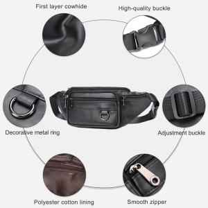 Borseta pentru barbati, Iseron GT3800, piele naturala, model negru - Img 7