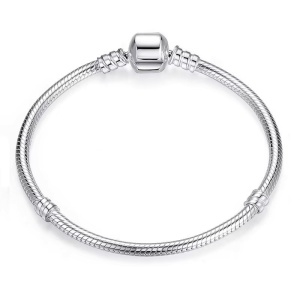 Bratara pentru talismane/charmuri argint 925, JW1134, model clasic, placata cu rodiu - Img 1