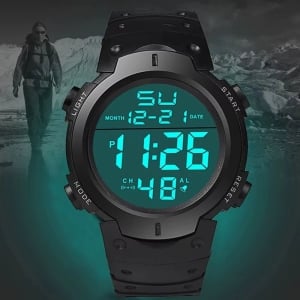 Ceas bărbătesc HONHX digital, curea silicon, afișaj LED, negru CS581 - Img 3