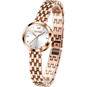 Ceas de dama Olevs CS1558, otel inoxidabil, rose gold, cadran alb - Img 2