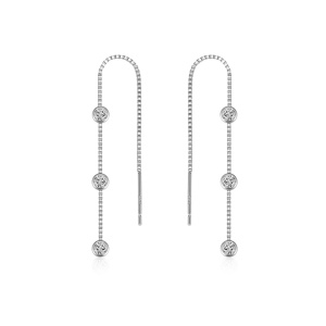 Cercei lungi argint 925, JW1072, model cu zirconiu, placati cu rodiu - Img 1