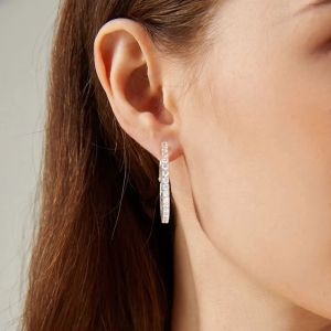 Cercei rotunzi argint 925, JW1748, model elegant, placati cu rodiu - Img 2