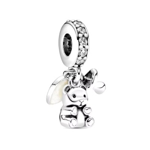 Charm/talisman argint 925, JW1139, model ursulet, placat cu rodiu - Img 1