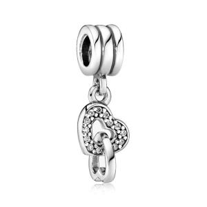 Charm/talisman argint 925, JW1149, model 2 inimi, placat cu rodiu - Img 1