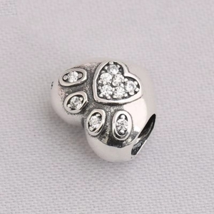 Charm/talisman argint 925, JW1164, model inima si labuta, placat cu rodiu - Img 3