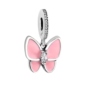 Charm/talisman argint 925, JW1644, model fluture roz, placat cu rodiu