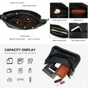 Geanta de dama, Anabelle GT3837, piele naturala, Negru - Img 6