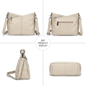 Geanta de dama, Anabelle GT3839, piele naturala, Ekru - Img 6