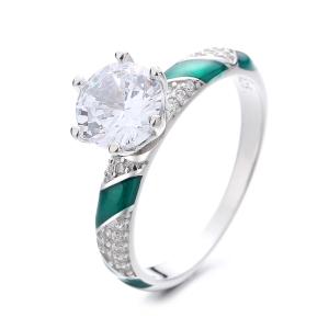 Inel argint 925, JW1323, model elegant cu piatra, placat cu rodiu - Img 1