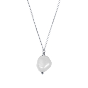 Lantisor argint 925, JW1536, model perla, placat cu rodiu - Img 1