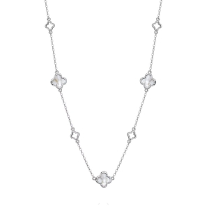 Lantisor argint 925, JW1684, model trifoi, placat cu rodiu