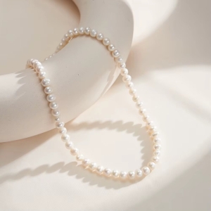 Lantisor argint 925, JW1708, model choker cu perle, placat cu aur - Img 4