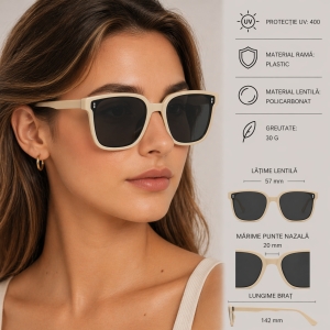 Ochelari de soare pentru femei, SG152, Crem - Img 2