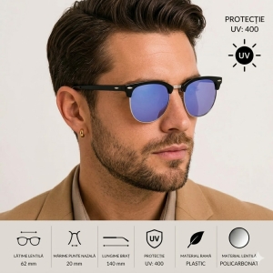Ochelari de soare unisex, SG054, Negru/Mov - Img 3