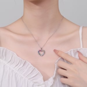 Pandantiv argint 925, JW1272, model inima, placat cu rodiu - Img 2