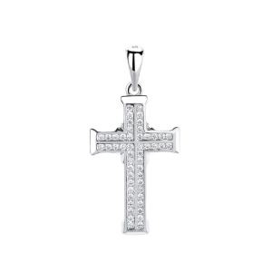 Pandantiv argint 925, JW1275, model cruce, placat cu rodiu - Img 1