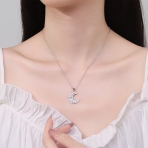 Pandantiv argint 925, JW1283, model semiluna, placat cu rodiu - Img 2