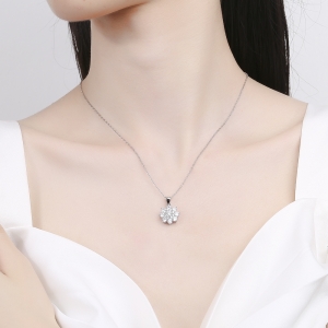 Pandantiv argint 925, JW1306, model floare, placat cu rodiu - Img 2