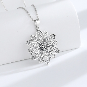 Pandantiv argint 925, JW1595, model floare, placat cu rodiu - Img 5