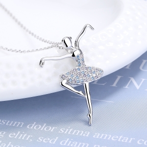 Pandantiv argint 925, JW1596, model balerina, placat cu rodiu - Img 3