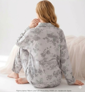 Pijama dama "Warm Love" din doua piese, PJ037, Gri - Img 2
