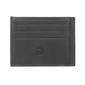 Port card unisex Delis piele naturală, model slim cu 6 compartimente, negru