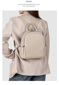 Rucsac dama, Marinela GT3848, piele naturala, Crem - Img 3
