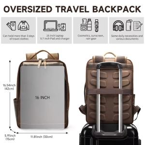 Rucsac pentru barbati, Sylas GT3319, piele naturala, Maro inchis - Img 6