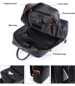 Rucsac unisex Delis, Blanchefleur GT2589, piele naturala, Negru - Img 4